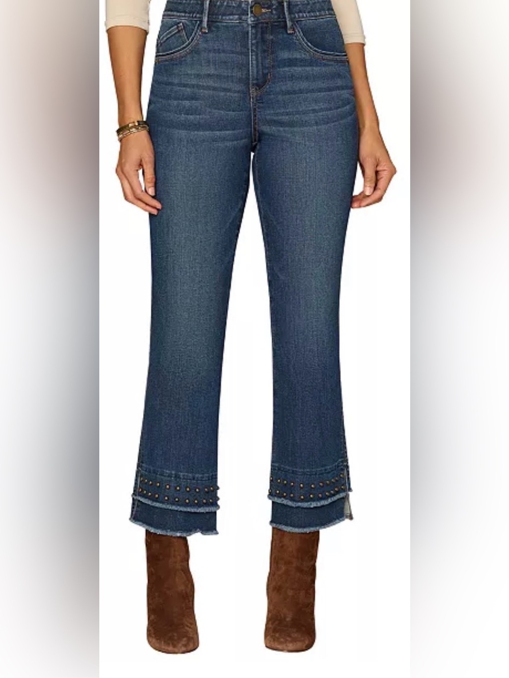 Democracy Women’s Double Layer Fray Hem Stud Jeans 2P - Picture 7 of 9